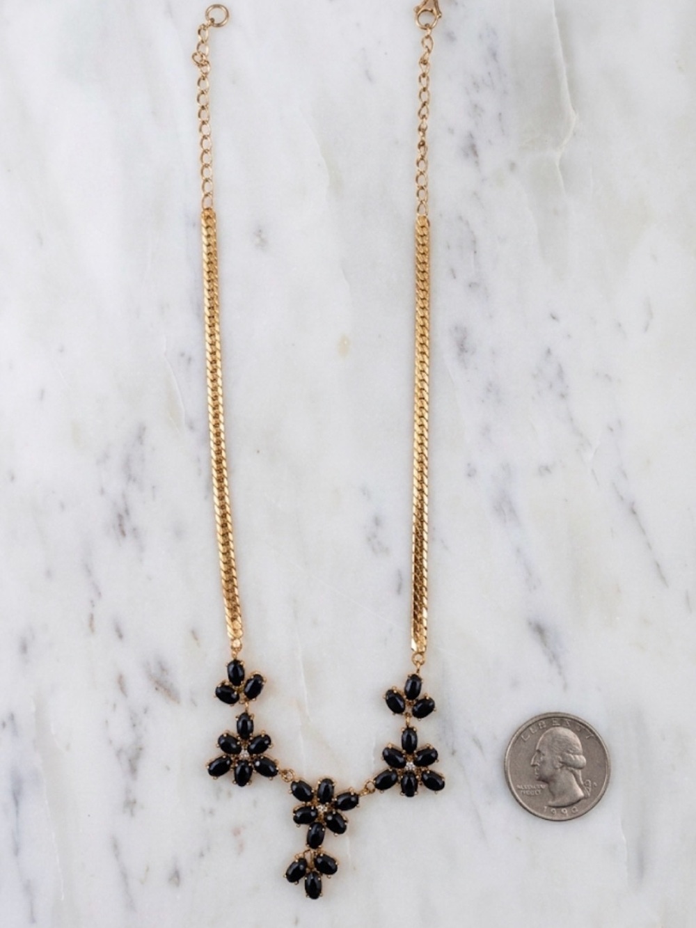 Gold Tone Floral Cluster Necklace - Women Jewelry